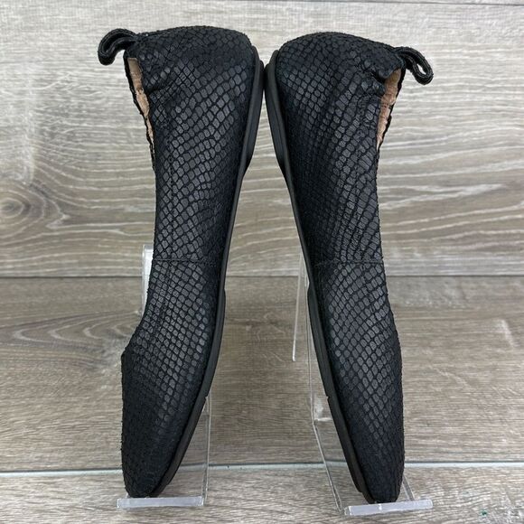 Fitflop Allegro Women’s Sz 7 Black Leather Snake Embossed Slip On Ballet Flats - Picture 9 of 10
